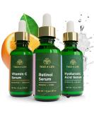 Tree of Life Vitamin C Serum, Retinol Serum and Hyaluronic Acid Serum for Brightening, Firming, & Hydrating for Face - 3 Ct x 1 Fl Oz - Total Skin Reset, Anti Aging Serums, Dark Spot Correcting Total Skin Reset Day & Night (3 Count) - Buy Online on SooperMarket.com