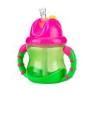 Nuby Two-Handle Flip N' Sip Straw Cup 8oz - Green/Pink | Leak-Proof Design - Buy Online on SooperMarket.com