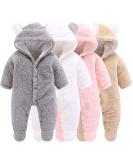 Newborn Baby Bear Snowsuit Winter Coat | Fleece Hooded Romper Jumpsuit | 3-6 Months Grey - Buy Online on SooperMarket.com