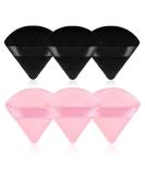 WLLHYF 6-Piece Triangle Powder Puff Set with Soft Velour for Makeup Application - Black & Dark Pink - Buy Online on SooperMarket.com