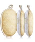 3 Packs Exfoliating Loofah Sponge Pads | Large 5x7 | 100% Natural Luffa and Terry Cloth | Premium Scrubber Body Glove for Men and Women | Ideal for Bath Spa and Shower - Buy Online on SooperMarket.com