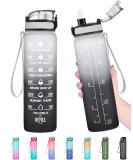 Enerbone 32oz Leakproof BPA-Free Water Bottle with Motivational Times & Straw - Gray-Black - Buy Online on SooperMarket.com