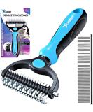 Candure Dematting Comb for Dog and Cat Pet Grooming Rake and Brushes for Small Medium & Large Dogs 17+9 Double Sided Deshedding Tool Removes Knots and Tangled Hair (Blue) - Buy Online on SooperMarket.com