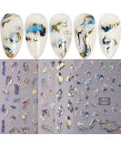 JMEOWIO 8 Sheets Marble French Tip Nail Art Stickers Decals Self-Adhesive Wave Line Nail Supplies Nail Art Design Decoration Accessories - Buy Online on SooperMarket.com