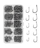 500PCs fishing hook carbon steel fishing hook set 10 sizes fishing hooks with barn hook fish hook with hole worm bait hook fishing hooks with eyelet for salt water and fresh water fishing accessories with plastic box - Buy Online on SooperMarket.com