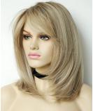 Sandy Bob Blonde Wig for White Women - Medium Length Synthetic Wig with Dark Roots - Buy Online on SooperMarket.com