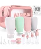 Noideeer 18 pieces silicone travel bottles set aircraft approval for travel bottles for filling suitable for shampoo lotion hair rinsing shower gel with labels and transparent cultural bags pink - Buy Online on SooperMarket.com