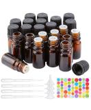 Benecreat 24 Pack 5ml Amber Glass Bottles | Refillable Essential Oil Bottles with Droppers Funnels & Labels - Perfect for DIY & Aromatherapy - Buy Online on SooperMarket.com