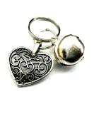 Silver Knight Filigree Heart & Jingle Bell Cat or Small Dog Charm Clip on Collar Pendant Fancy Pet Charm Pet Bling - Buy Online on SooperMarket.com