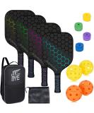 JoncAye Pickleball-Paddles-Set-of-4, Light Pickle-Ball-Paddle-Set with 4 Outdoor Indoor Balls, Paddle Case, Ball Bag | Fiberglass Rackets and Accessories for Adults, Pickleball Racquets for Men Women Classic Hex - Buy Online on SooperMarket.com