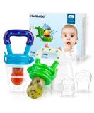 Baby Food Feeder/Fruit Feeder Pacifier (2 Pack) - HAOBAOBEI Infant Teething Toy Teether in Appetite Stimulating Colors Bonus Includes 3 Sizes Silicone Pouches A Series - Blue & Green - Buy Online on SooperMarket.com