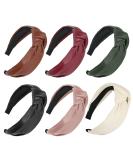 6 PCS Welltop Wide PU Leather Knotted Headbands for Women - Fashionable Non-Slip Hair Accessories for Girls - Buy Online on SooperMarket.com