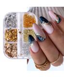 Eseres 3D Sparking Gold Flakes Nail Foil - 6 Grids Metallic Glitter for Nail Art Design in Gold & Silver - Buy Online on SooperMarket.com
