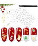 24 Sheets Christmas Nail Art Stickers - Self-Adhesive 3D Snowflake & Santa Gel Decals with Tweezers - Perfect for Christmas Parties - Gold - Buy Online on SooperMarket.com