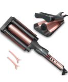 Novus 3 Barrel Waver Curling Iron - Anti-Scald 1 Inch Rapid Heating 3 Heat Settings for Deep Waves - Buy Online on SooperMarket.com