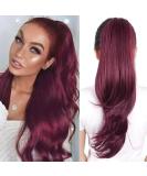 PORSMEER Ponytail Extension Wine Red Drawstring Pony tail Hair Extensions 26 Inch Long Natural Straight Wavy End Synthetic Hairpiece for Women Girls Daily Use - Buy Online on SooperMarket.com