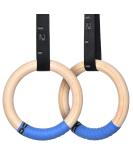 PACEARTH Gymnastics Rings Wooden Olympic Rings 1500lbs with Adjustable Cam Buckle 14.76ft Long Straps with Scale Non-Slip Training Rings for Home Gym Full Body Workout - Buy Online on SooperMarket.com