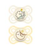 Mam Perfect Night Schnuller in the 2 Set bright in the dark tooth-friendly baby pacifier from sustainable & organic-renewable materials with pacifier box 0-6 months sheep / sloth 0-6 / night (2 pack) Beige-Zartrosa /yellow - Buy Online on SooperMarket.com