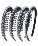 Yeshan Pearl & Rhinestone Hair Comb Headbands for Women - Set of 4 Non-Slip Hair Hoops - Buy Online on SooperMarket.com
