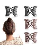 4 Pieces Adjustable Double Comb Hair Clip Set for Thick Curly Hair - Coffee and Black - Buy Online on SooperMarket.com