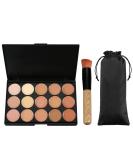 Vtrem 15 Colors Contour Palette Kit - Camouflage Concealer & Eyeshadow Makeup Set with Powder Brush - Perfect Christmas Gift - Buy Online on SooperMarket.com
