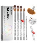 Saviland 4-Piece Acrylic Nail Brush Set with Holder & Cuticle Pusher - Nail Art Tools for Acrylic Powder, Extensions, and Carving | Home DIY and Salon Use - Buy Online on SooperMarket.com