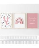 Pompom Prints Set of 3 - Rainbow Nursery Decor for Girls Bedroom - Scandi Boho Style - Playroom Wall Art - A3 Size - Buy Online on SooperMarket.com
