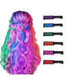 New Hair Chalk Comb Temporary Hair Color Dye for Girls Kids, Washable Hair Chalk for Girls Age 4 5 6 7 8 9 10 Birthday Cosplay DIY, Halloween, Christmas 6 Colors Purple, Blue, Green, Orange, Pink, Red - Buy Online on SooperMarket.com