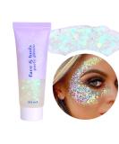Prreal Body Glitter Gel 50ml Mermaid Sequins Chunky Glitter Liquid Kit Long-Lasting Glitter Powder for Festival Masquerade Birthday MakeUp#White - Buy Online on SooperMarket.com
