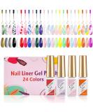 24 Colors Gel Liner Nail Art Kit - Neon UV LED Polish Set with Brush | Soak Off Manicure for DIY & Salon Use | Perfect Gift for Women - Buy Online on SooperMarket.com