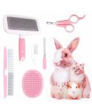 Crafterlife Small Animal Pet Grooming Kit with Pet Shedding Slicker Brush, Bath Massage Glove, Pet Grooming Comb, Nail Clipper Trimmer for Rabbit, Puppy, Kitten, Guinea Pig, Hamster, Ferret (Pink) - Buy Online on SooperMarket.com