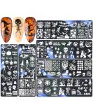 6Pcs Halloween Nail Stamp Plates Set with Various Patterns Spider Webs Pumpkins Bats Skulls DIY Print Manicure Salon Design Perfect Halloween Nail Decoration for Professional DIY Salon - Buy Online on SooperMarket.com