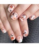 Spooky Halloween Press On Nails - Short Square Acrylic Nails with Ghost Pumpkin Bat & Gothic Designs | Full Cover False Nails for Women & Girls - Buy Online on SooperMarket.com