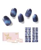 NAILOG Semi Cured Gel Nail Strips 34 pcs Salon-Quality Gel Nail Stickers Long Lasting Nail Wraps for Women with Soft Gel Finish Starry Night - Buy Online on SooperMarket.com