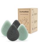 myHomeBody Natural Konjac Facial Sponges   Teardrop Shape - for Gentle Face Cleansing and Exfoliation - with Activated Charcoal and Aloe Vera  4pc Set 2 Aloe Green  2 Charcoal Gray - Buy Online on SooperMarket.com