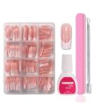 Maggidea Press on Nails 240 Pcs Coffin Fake Nails French Tip Nude Color False Nail Glossy Full Cover Glue on Nails Ballerina Nail Art Manicure Decorations for Girls Women (French-Medium Long Square) - Buy Online on SooperMarket.com