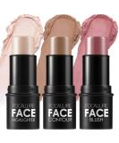 FOCALLURE 3 Pcs Cream Contour Sticks Shades with Highlighter & Bronzer & Blush Non-greasy and Water-resistant Face Contouring Pen Easy to Sculpt the Face and Create a Lightweight Finishing Makeup LIGHT-MEDIUM - Buy Online on SooperMarket.com