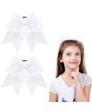2 Packs 8 Inch Jumbo Cheer Hair Bows White Large Cheerleading Bows Ponytail Holder Elastic Band Handmade for Teen Girls Softball Cheerleader Outfit Uniform - Buy Online on SooperMarket.com