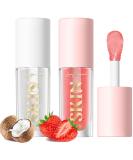LANGMANNI Moisturizing Lip Oil No-Sticky Lip Gloss Lip Balm Lip Care Fruit Flavoured Lip Oil For Dry Lip's Moisturizing Hydrating And Nourishing ((Strawberry+Coco)) - Buy Online on SooperMarket.com