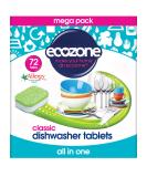 EcoZone Classic All-In-One Dishwasher Tablets Effective Cleaning Formula Cuts Through Grease & Grime Natural Vegan & Non Toxic Tabs Plant Based Plastic-Free Leaves No Residue (Box of 72 Capsules) - Buy Online on SooperMarket.com