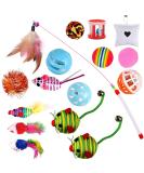GOLDGE Cat Toys Kitten Toys for Indoor 16 Pcs Cat Interactive Toys Includes Cats Catnip Balls Mice Feathers Wand Toys Set Gift for Cat and Kitty - Buy Online on SooperMarket.com