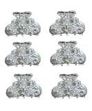 Set of 6 Mini Hair Claws with Sparkly White Crystals - Bridal Claw Clips in Silvery White Trim - Buy Online on SooperMarket.com