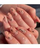 24pcs Short Oval False Nails Gold Star Stick on Nails Nude Pink Press on Nails Removable Glue-on Nails Fake Nails Nail Art Accessories 0223Y93 - Buy Online on SooperMarket.com