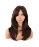 MapofBeauty 20 Inch Long Layered Synthetic Shoulder Length Wig with Bangs - Brown for Daily Use or Parties - Buy Online on SooperMarket.com