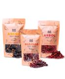 OL RICO - Dried Chile Peppers 3 Pack Bundle (12 oz Total) - Ancho Chiles, Guajillo Chiles and Arbol Chiles - The Spicy Trio - Great For Mexican Recipes - Packaged In Resealable Bags Spicy Set - Buy Online on SooperMarket.com