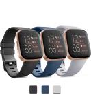 PACK 3 Soft Silicone Bands for Fitbit Versa 2 / Fitbit Versa / Fitbit Versa Lite Classic Adjustable Sport Bands for Women Men Small Large(Without Tracker) (Large, Black+Blue+Grey) Large Black+Blue+Grey - Buy Online on SooperMarket.com
