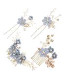 Toyvian 4pcs Rhinestone Hair Combs - Floral Bridal Headpiece with Crystals - Elegant Wedding & Evening Hair Accessories (Blue) - Buy Online on SooperMarket.com