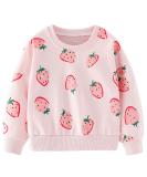 Girls Cotton Sweatshirt - Long Sleeve Casual Jumper for Kids | Toddler Clothes Age 4-5 Years | Strawberry Design - Buy Online on SooperMarket.com