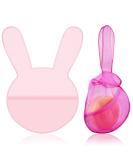 2 Pcs Rabbit Shaped Shampoo Conditioner Bar Pouch Set for Travel | Light Pink & Rose Pink | Exfoliating Loofah Bubble Foam Net - Buy Online on SooperMarket.com