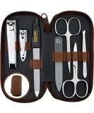 Marqus Manicure Set - 7 Parts Made in Germany | Patented Glass Files | Leather Etui for Hand & Foot Care - Best Grooming Kit for Ladies & Gentlemen - Buy Online on SooperMarket.com